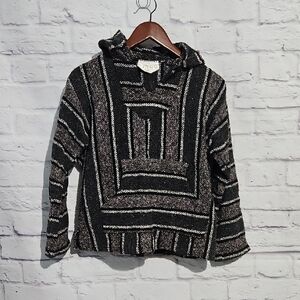 Striped Baja Hoodie Sweatshirt - Black & Gray